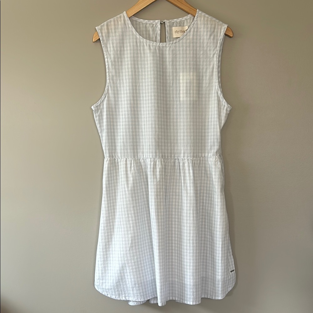 Rhythm Gingham Cotton Picnic Party Dress US size‎ Large Blue White Checkered